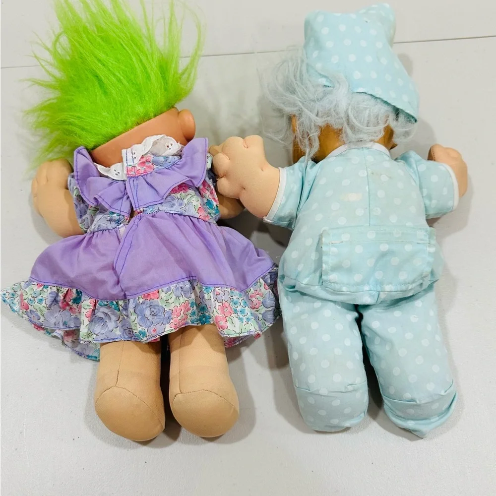 TROLL‎ DOLL LOT OF 2 13” BY ACE NOVELTY TREASURE JEWELED BELLY BUTTON & RUSS